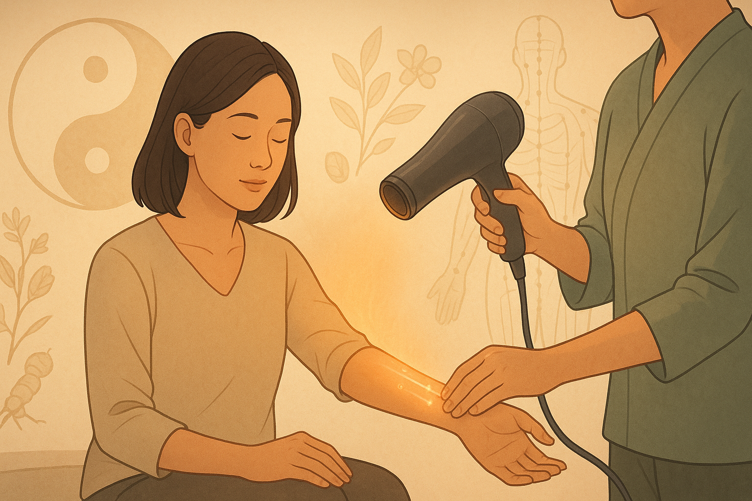 Hướng dẫn hơ huyệt bằng máy sấy tóc trong Y học cổ truyền