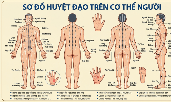 Sơ đồ các huyệt đạo trên cơ thể người các huyệt đạo trên cơ thể người
