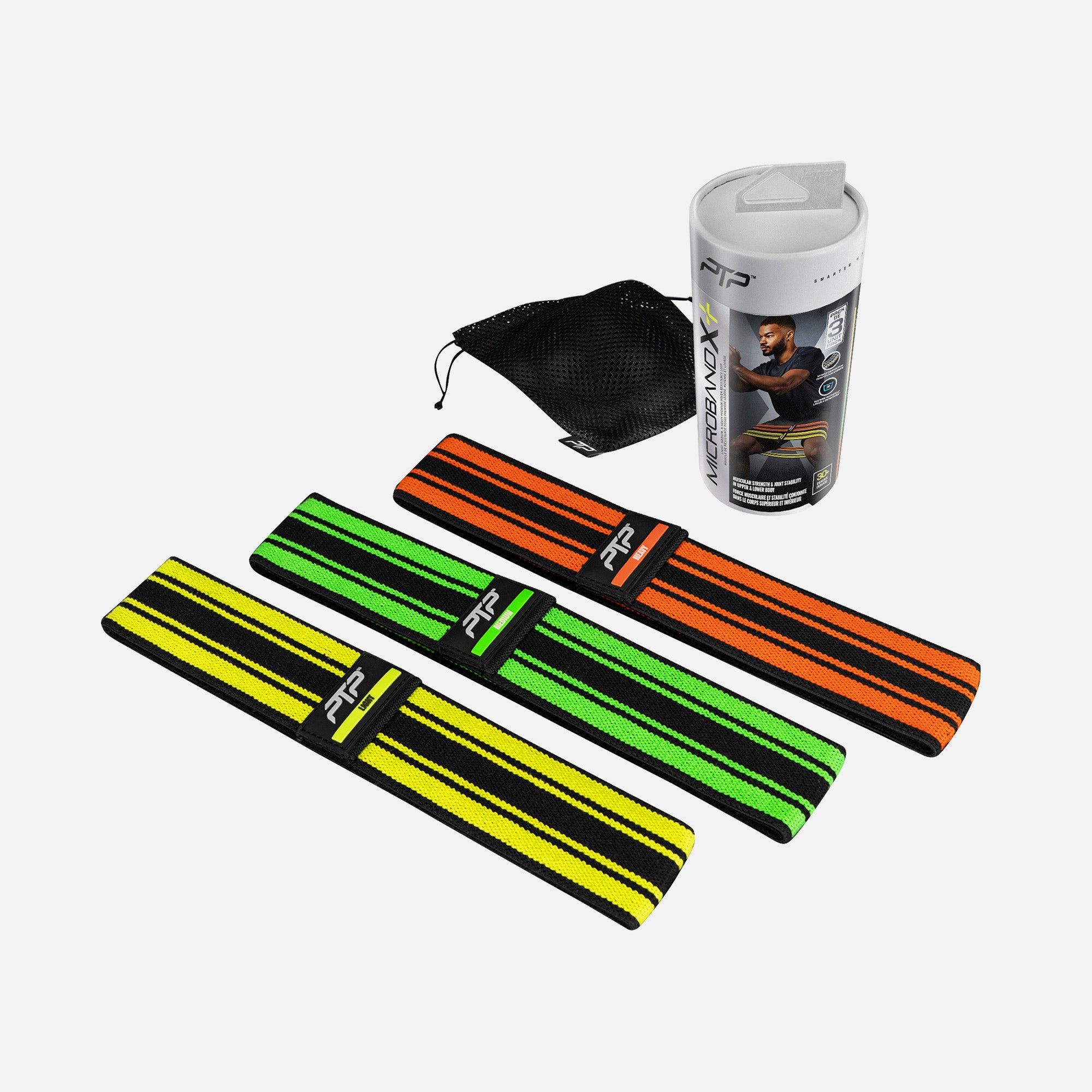 Bộ Băng Tập Đàn Hồi Ptp Multicolor Microband X Stripe Resistance Band (3 Chiếc) - Nhiều Màu