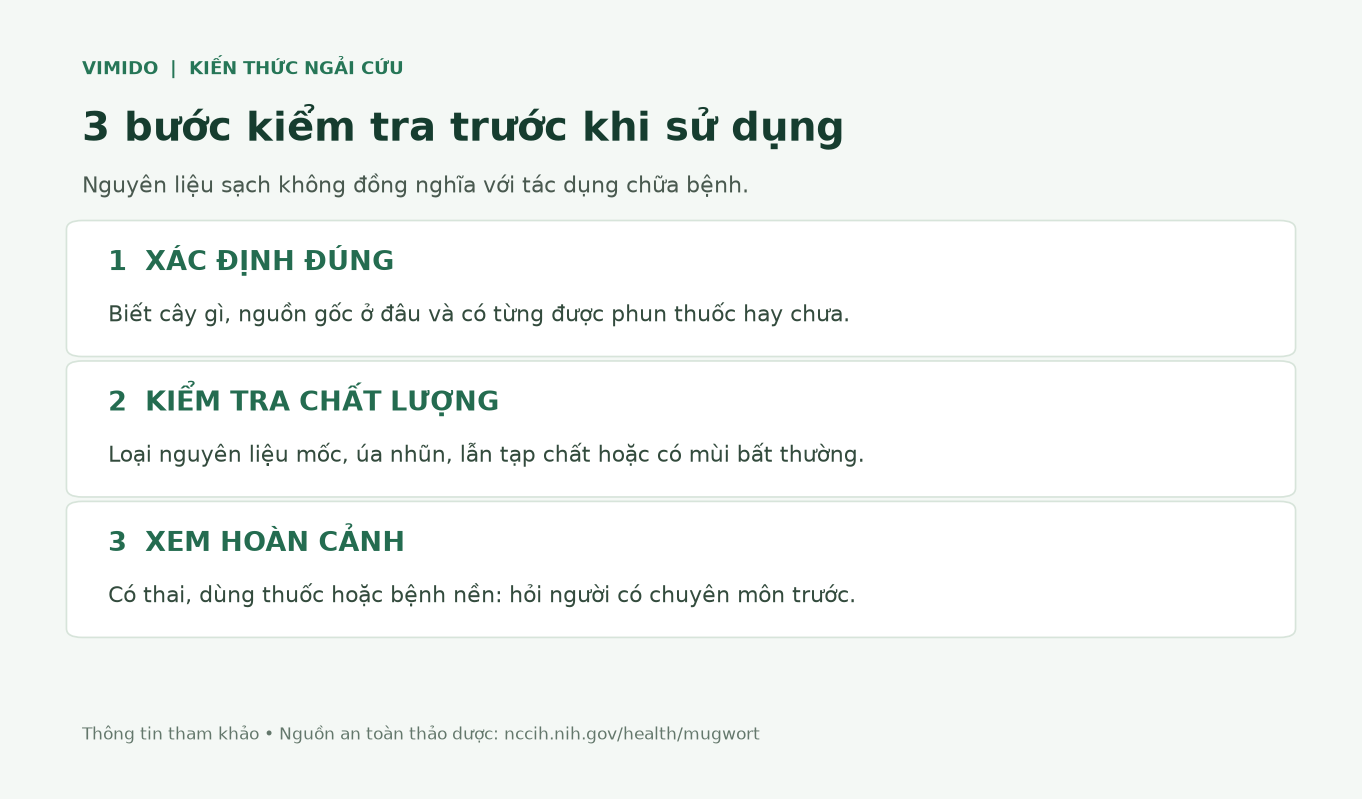 Ba phần cần kiểm tra khi cân nhắc dùng ngải cứu